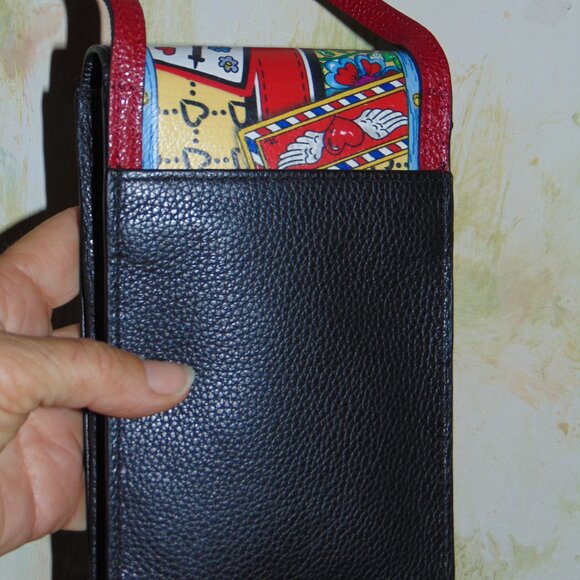 Brighton Postcard Love Amor Black Red Leather Flap Crossbody Messenger Purse - Picture 7 of 10